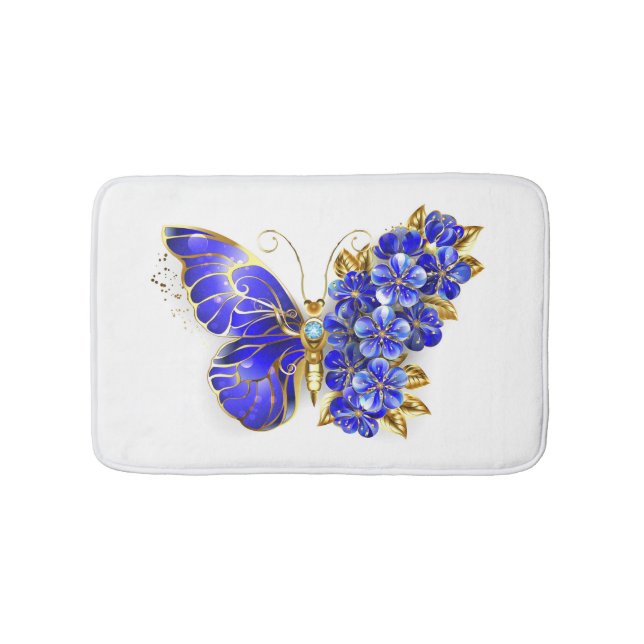 Flower Sapphire Butterfly Bath Mat (Front)