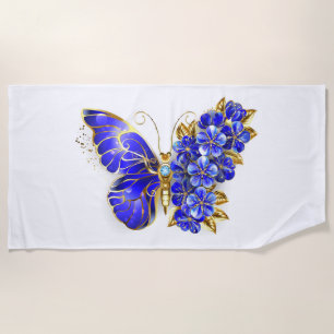 Flower Sapphire Butterfly Beach Towel