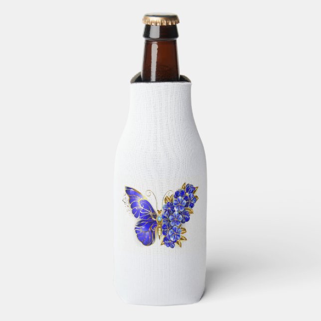 Flower Sapphire Butterfly Bottle Cooler (Bottle Front)