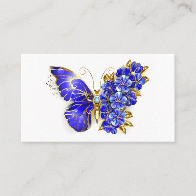 Flower Sapphire Butterfly Business Card (Front)