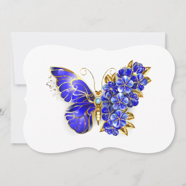 Flower Sapphire Butterfly Card (Front)