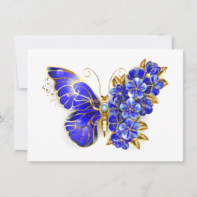Flower Sapphire Butterfly Card (Front)