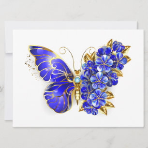 Flower Sapphire Butterfly Card
