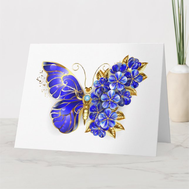 Flower Sapphire Butterfly Card (Front)