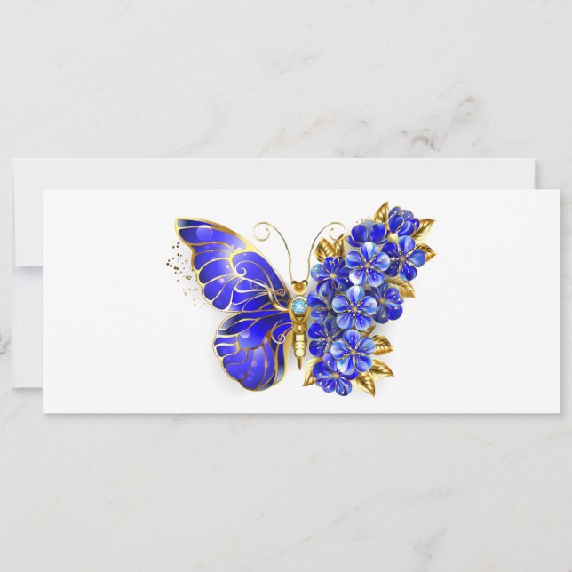 Flower Sapphire Butterfly Card (Front)