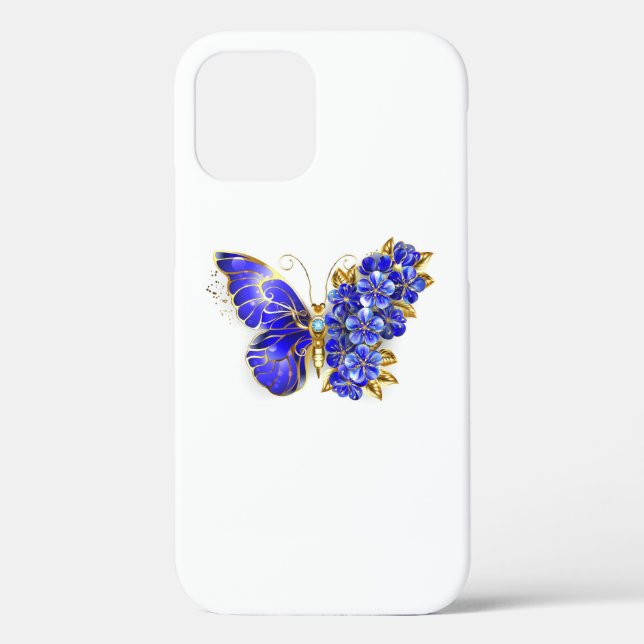 Flower Sapphire Butterfly Case-Mate iPhone Case (Back)