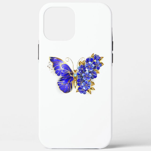 Flower Sapphire Butterfly Case-Mate iPhone Case (Back)