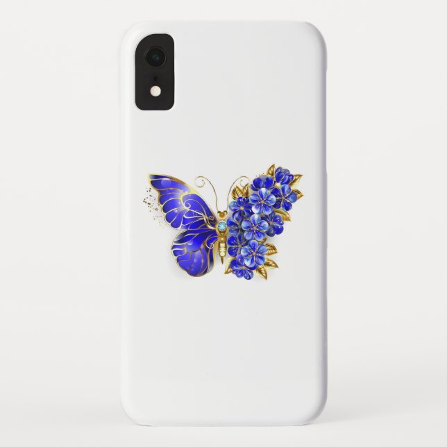 Flower Sapphire Butterfly Case-Mate iPhone Case (Back)