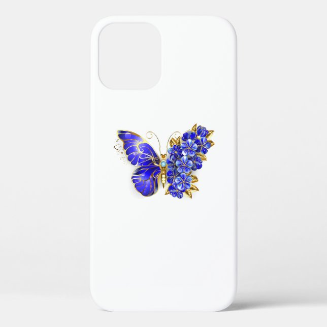 Flower Sapphire Butterfly Case-Mate iPhone Case (Back)