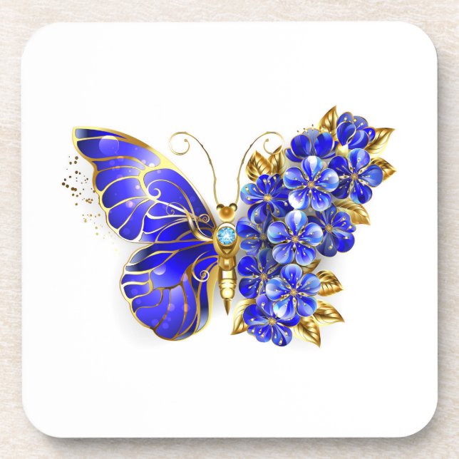 Flower Sapphire Butterfly Coaster (Front)