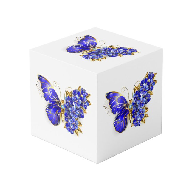 Flower Sapphire Butterfly Cube (Front Angled)