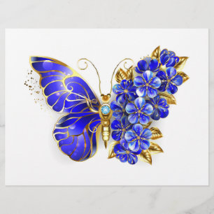 Flower Sapphire Butterfly Custom Letterhead