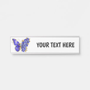 Flower Sapphire Butterfly Door Sign