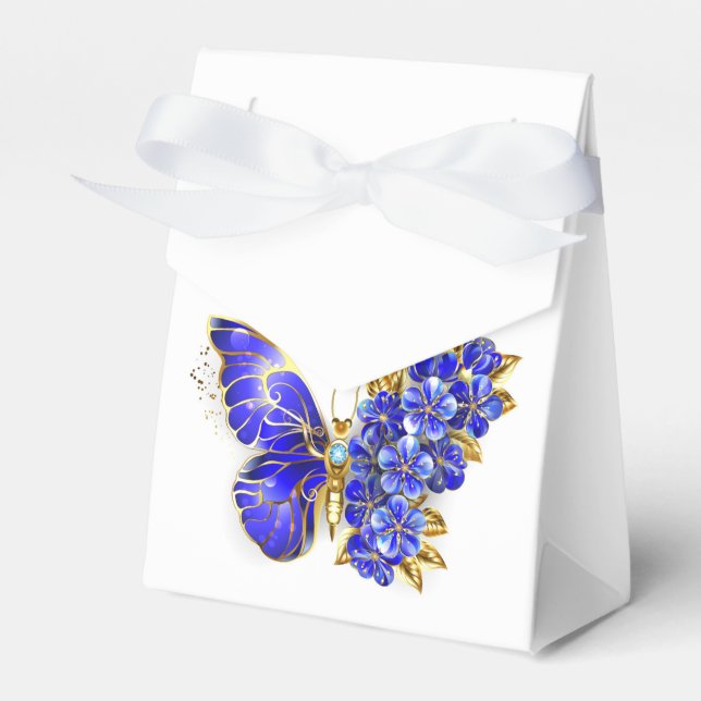 Flower Sapphire Butterfly Favour Box (Front Side)
