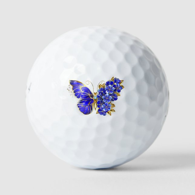 Flower Sapphire Butterfly Golf Balls (Front)