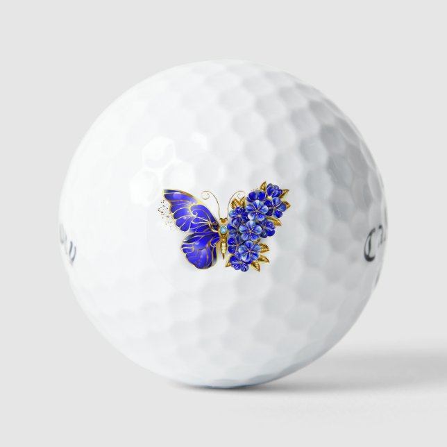 Flower Sapphire Butterfly Golf Balls (Front)