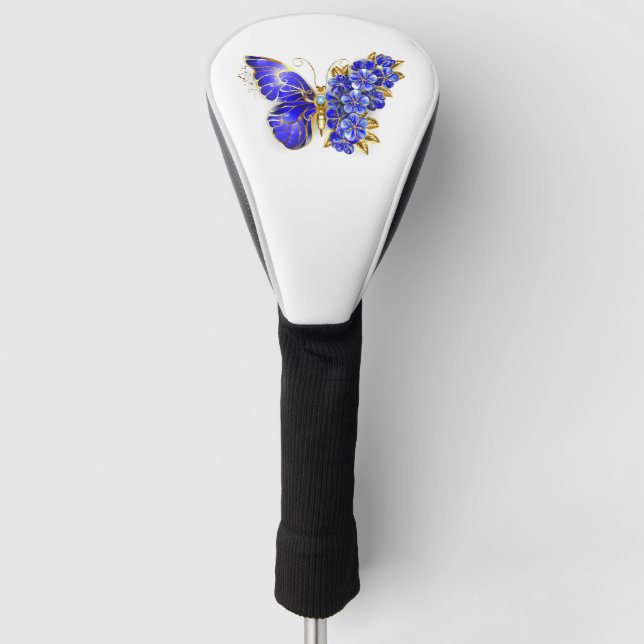 Flower Sapphire Butterfly Golf Head Cover (Front)