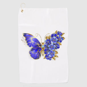 Flower Sapphire Butterfly Golf Towel
