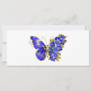 Flower Sapphire Butterfly Holiday Card