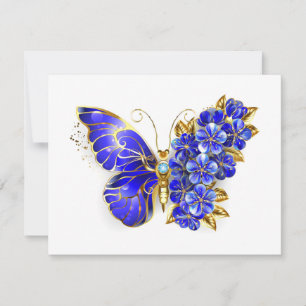Flower Sapphire Butterfly Holiday Card