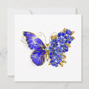 Flower Sapphire Butterfly Holiday Card