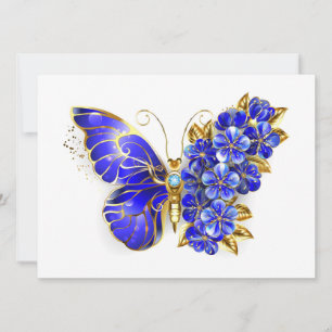 Flower Sapphire Butterfly Holiday Card