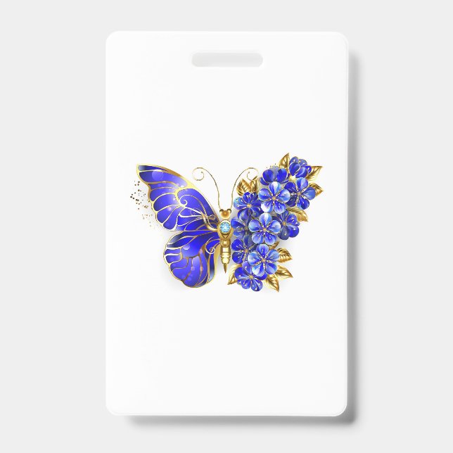 Flower Sapphire Butterfly ID Badge (Front)