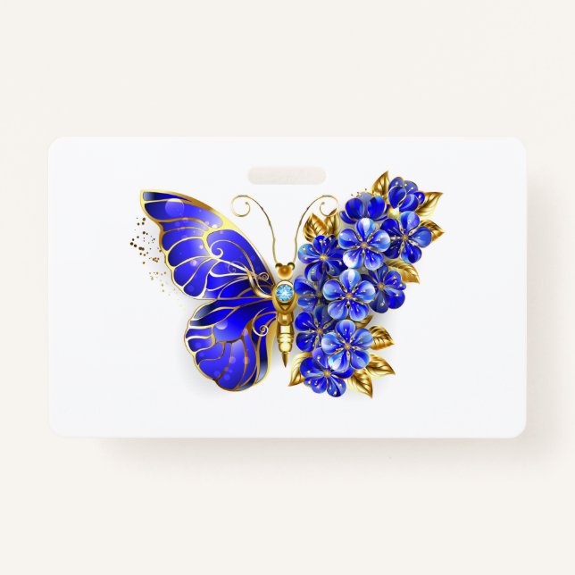 Flower Sapphire Butterfly ID Badge (Front)