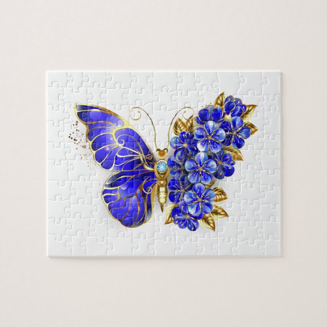 Flower Sapphire Butterfly Jigsaw Puzzle (Horizontal)