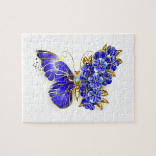 Flower Sapphire Butterfly Jigsaw Puzzle