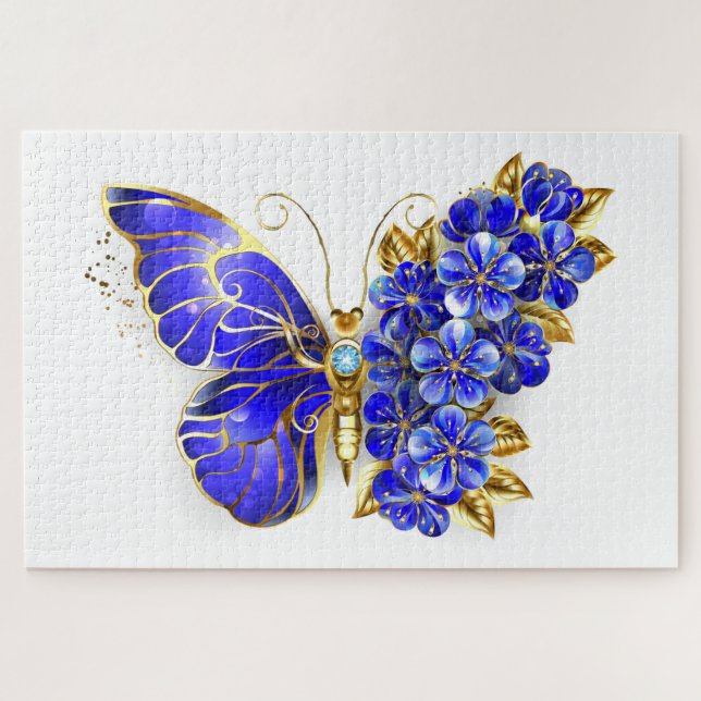Flower Sapphire Butterfly Jigsaw Puzzle (Horizontal)