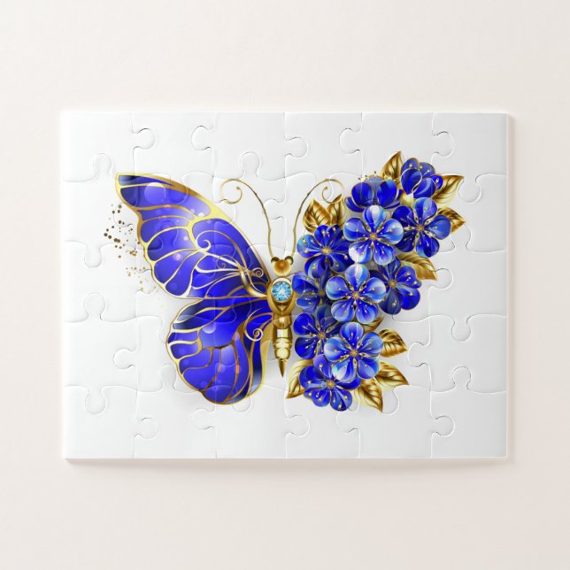 Flower Sapphire Butterfly Jigsaw Puzzle (Horizontal)