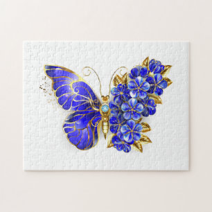 Flower Sapphire Butterfly Jigsaw Puzzle
