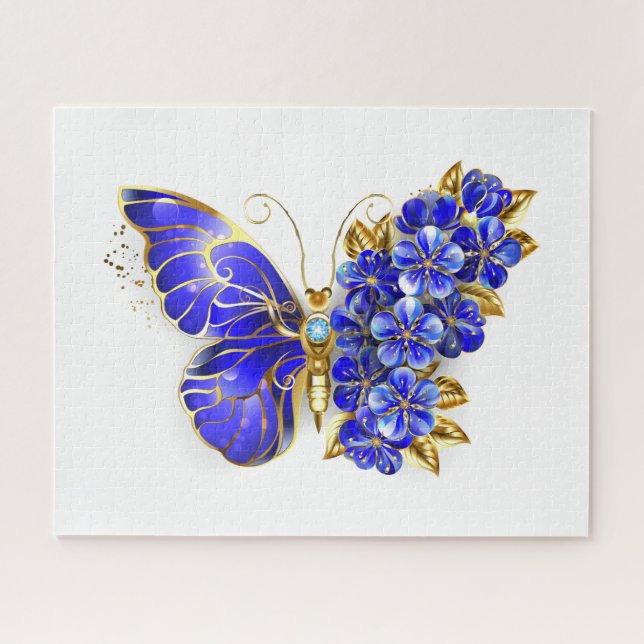 Flower Sapphire Butterfly Jigsaw Puzzle (Horizontal)