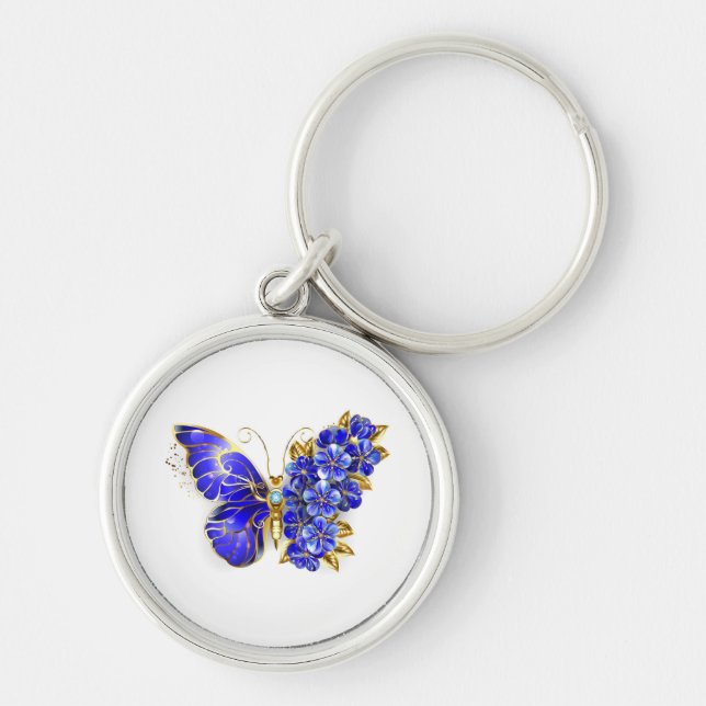 Flower Sapphire Butterfly Key Ring (Front)
