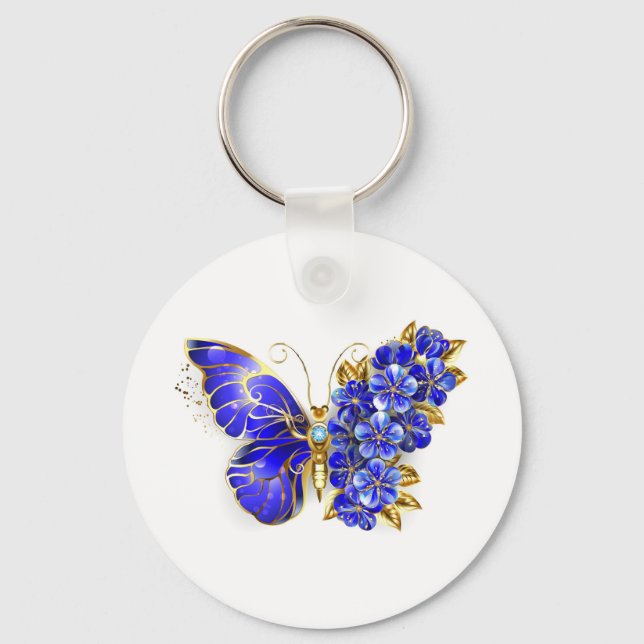 Flower Sapphire Butterfly Key Ring (Front)
