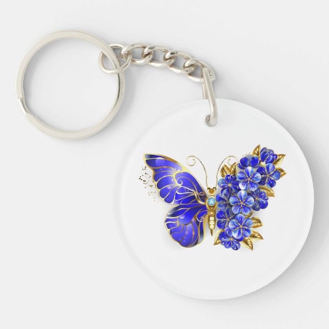 Flower Sapphire Butterfly Key Ring (Front)