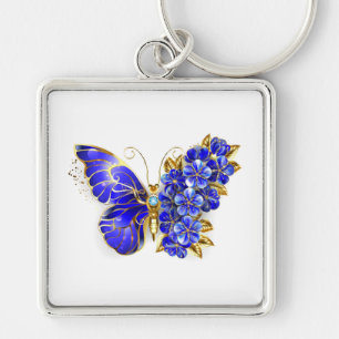 Flower Sapphire Butterfly Key Ring