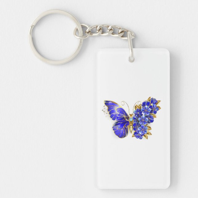 Flower Sapphire Butterfly Key Ring (Front)