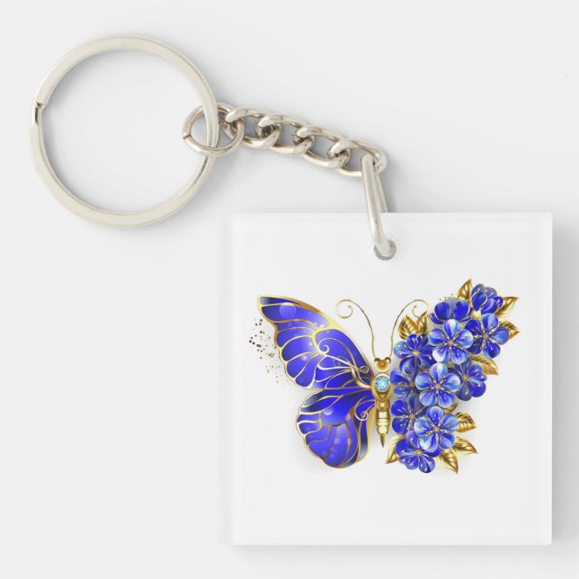 Flower Sapphire Butterfly Key Ring (Front)