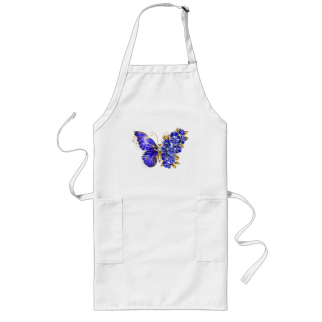 Flower Sapphire Butterfly Long Apron (Front)