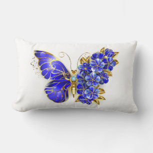 Flower Sapphire Butterfly Lumbar Cushion