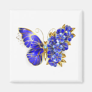 Flower Sapphire Butterfly Magnet