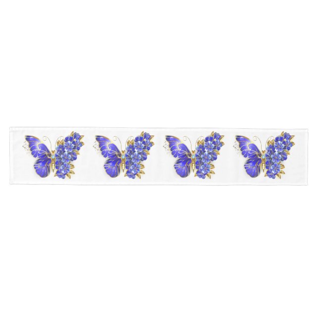 Flower Sapphire Butterfly Medium Table Runner (Horizontal)