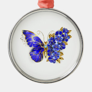 Flower Sapphire Butterfly Metal Ornament