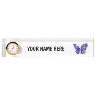 Flower Sapphire Butterfly Nameplate
