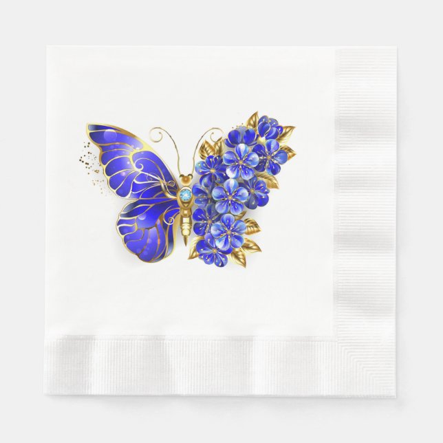 Flower Sapphire Butterfly Napkin (Front)