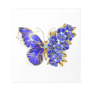 Flower Sapphire Butterfly Notepad