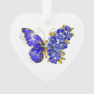 Flower Sapphire Butterfly Ornament