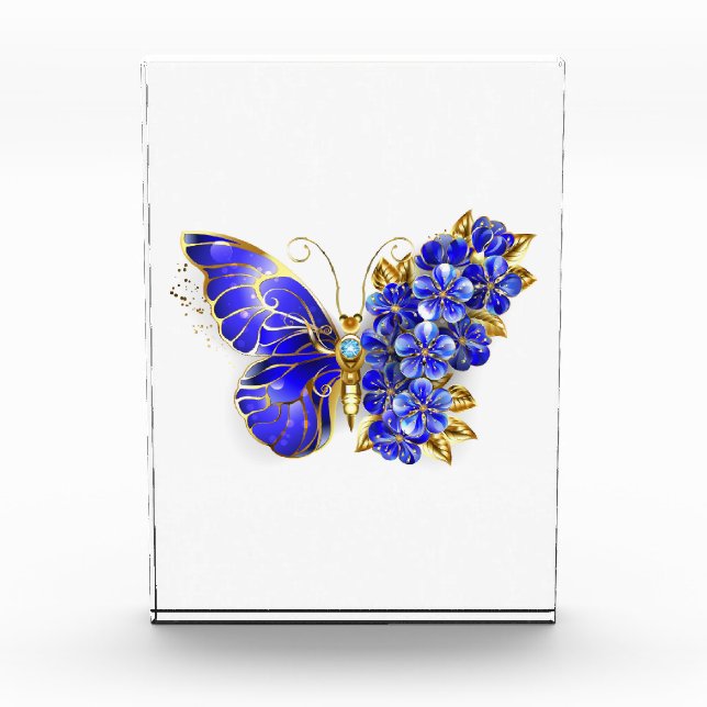 Flower Sapphire Butterfly Photo Block (Front)